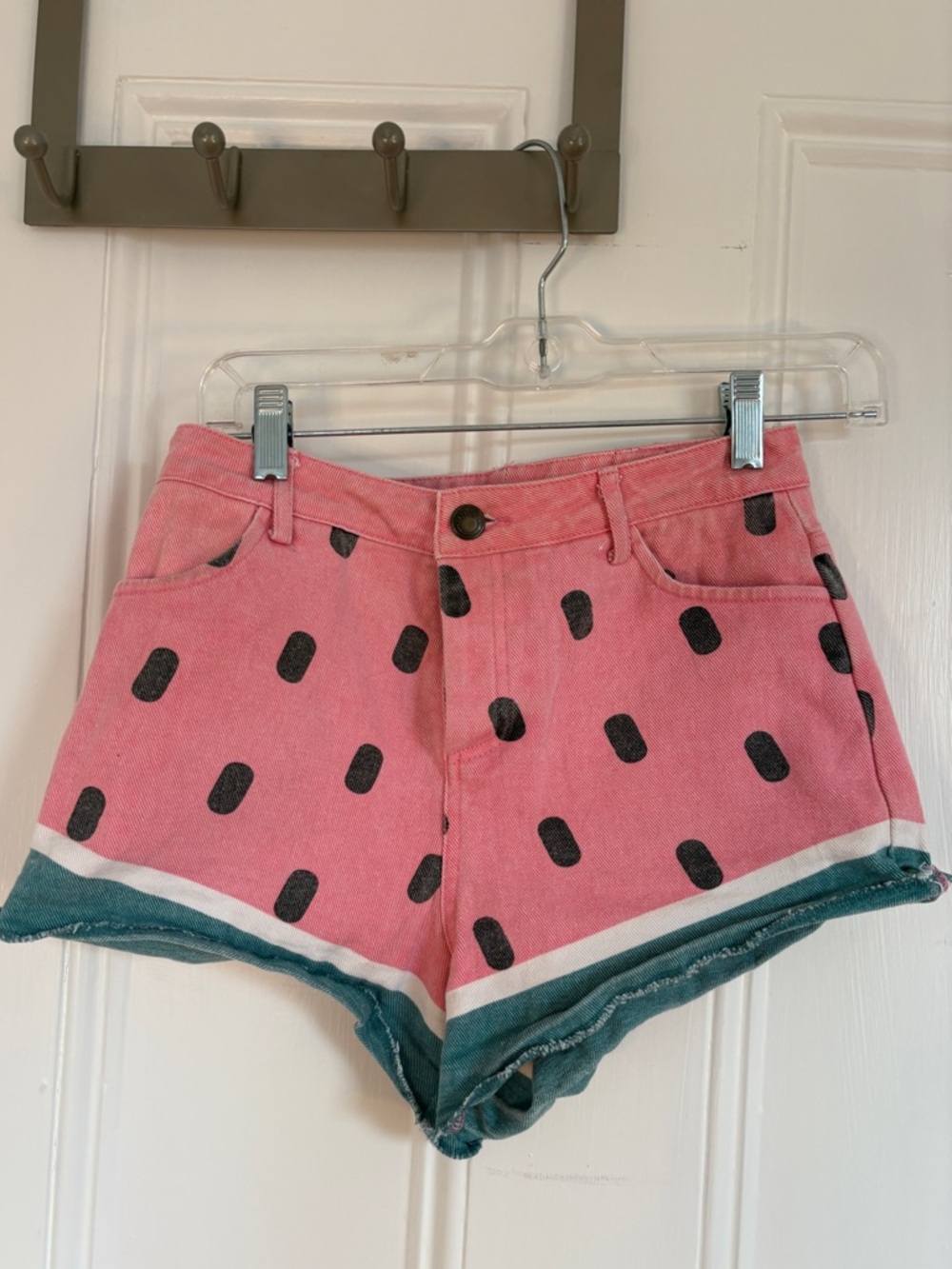 Lazy Oaf x Nasty Gal Watermelon Seed High-Waist Denim Shorts (RARE)
